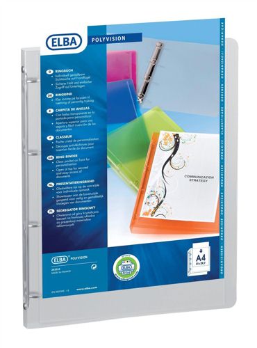Elba Polyvision Presentation Ring Binder A4 Clear [Pack of 12] alternative image 1
