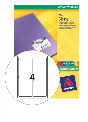 Avery Laser Labels 4/Sheet 139x99.1mm White L7769-40 [Pack of 40] alternative image 1
