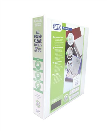 Elba A4 Panorama 40mm 2 D-Ring Presentation Binder White [Pack of 6] alternative image 1