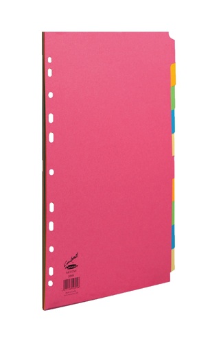 Concord Bright Card Divider A4 10-Part Multi-Coloured alternative image 1