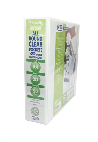 Elba A4 Panorama 50mm 2 D-Ring Presentation Binder White [Pack of 4] alternative image 1