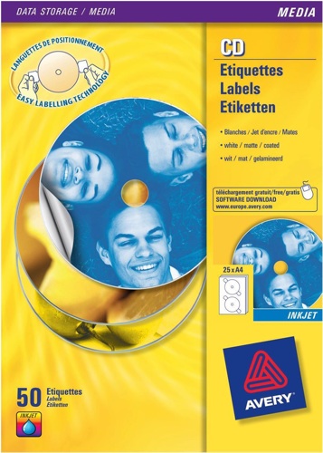 Avery Inkjet Full Face CD/DVD Labels [25 Sheets] alternative image 1