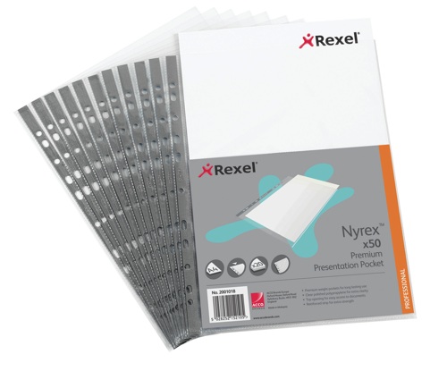 Rexel Nyrex Premium Presentation Punched Pockets [Pack of 50] alternative image 1
