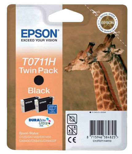 Epson T0711H High Capacity Twin Pack Black Ink Cartridges alternative image 1