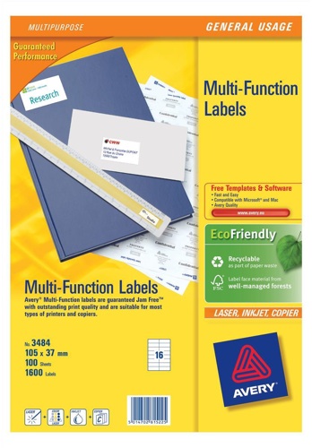 Avery Multi Labels 65/Sheet White [100 Sheets] alternative image 1
