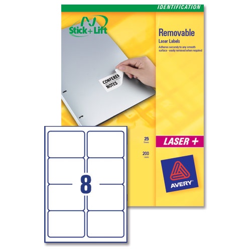 Avery Removable Laser Labels 8/Sheet 96x63.5mm L4745REV-25 [25 Sheets] alternative image 1