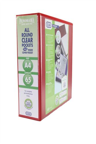 Elba Panorama Presentation Lever Arch File A4 70mm Red [Pack of 5] alternative image 1