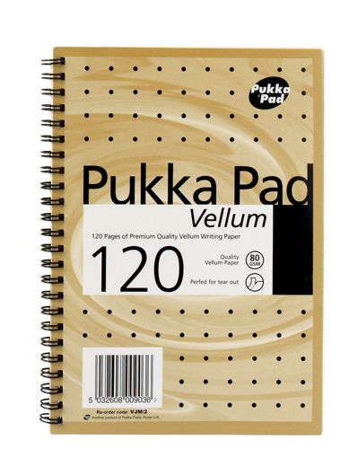 Pukka Pad Vellum Notebook Wirebound Perforated Ruled Vellum A5 [Pack of 3]