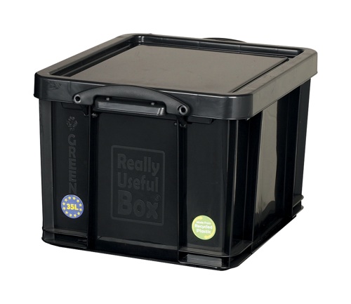 Really Useful 35 Litre Recycled Box Black alternative image 1