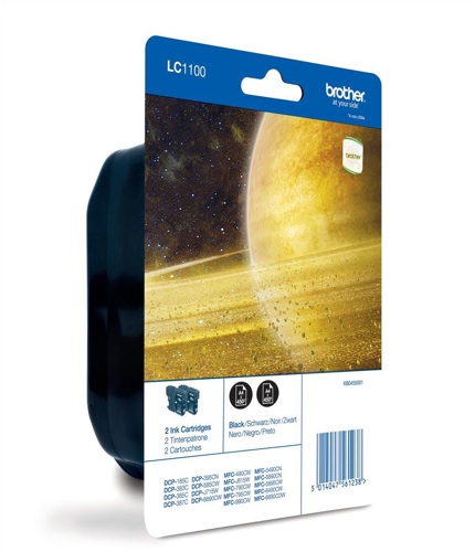 Brother LC1100BK Standard Black Cartridge Twin Pack alternative image 1