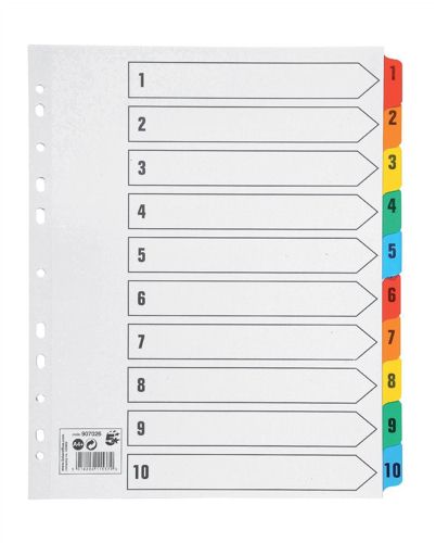 Value Index 1-10 A4 Extra Wide Card White 160GSM with Coloured Mylar Tabs - 824253