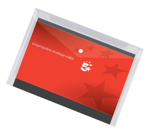 Value ID Popper Wallet Polypropylene A4+ Clear (Pack 5) - 881200/1