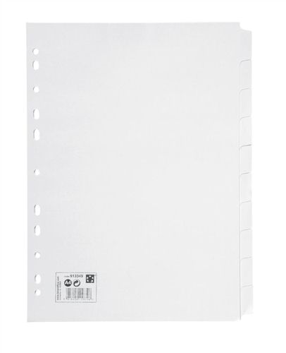 Value Divider A4 10 Part Multipunched White Card 79701