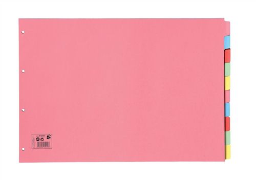 Value Divider A3 Landscape 10 Part Multipunched Assorted Pastel Coloured Card 70499/J4