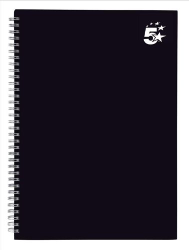 Value A4 Wirebound Hard Cover Notebook Ruled 160 Pages [Pack of 5]