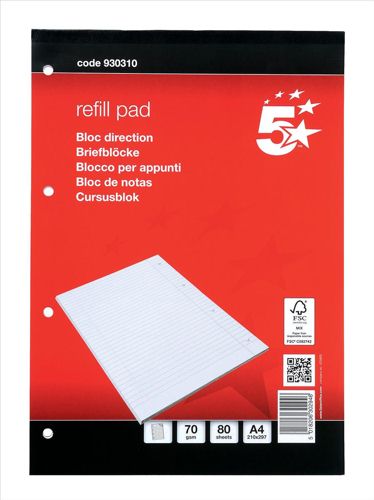 Value A4 Refill Pad 70GSM Ruled 160 Pages Blue [Pack of 10]
