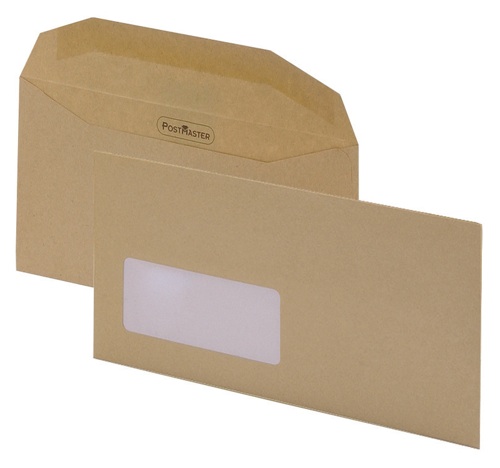 Postmaster Envelopes Window 114x235mm Manilla [Pack of 500] alternative image 1