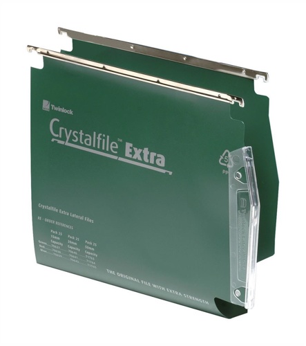CrystalFile Extra Lateral Files 30mm Green [Pack of 25] alternative image 1